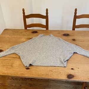 Gray Ribbed 100% Cashmere Sweater